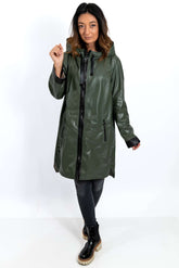 Women's leather coat Zhiselle Military Green